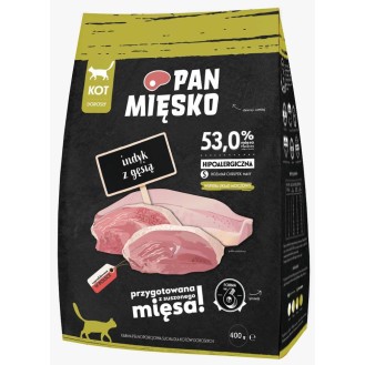 Pan Mięsko Indyk z gęsią Sucha Karma dla kota op. 400g