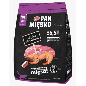 Pan Mięsko Cielęcina z krewetkami Sucha Karma dla kota op. 400g