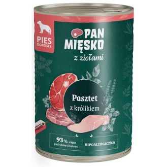 Pan Mięsko Pasztet z ziołami i królikiem Mokra Karma dla psa op. 400g