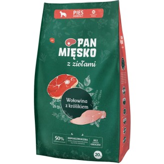 Pan Mięsko z Ziołami Wołowina z królikiem Medium Sucha Karma dla psa op. 20kg