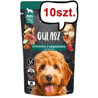 Pan Mięsko Adult Gulasz z wołowiną i wieprzowiną Mokra Karma dla psa op. 150g Pakiet 10szt.