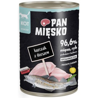 Pan Mięsko Adult Kurczak z dorszem Mokra Karma dla kota op. 400g