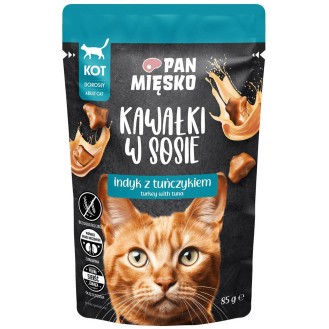 Pan Mięsko Adult Indyk z tuńczykiem w sosie Mokra Karma dla kota op. 85g