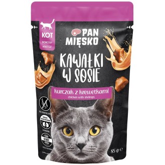 Pan Mięsko Adult Kurczak z krewetkami w sosie Mokra Karma dla kota op. 85g
