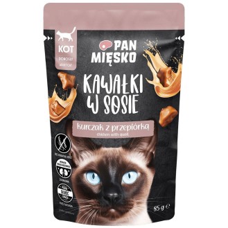 Pan Mięsko Adult Kurczak z przepiórką w sosie Mokra Karma dla kota op. 85g