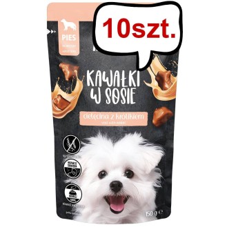 Pan Mięsko Adult Cielęcina z królikiem w sosie Mokra Karma dla psa op. 150g Pakiet 10szt.