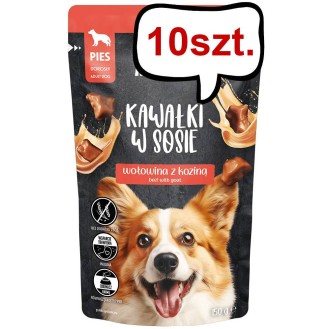 Pan Mięsko Adult Wołowina z koziną w sosie Mokra Karma dla psa op. 150g Pakiet 10szt.