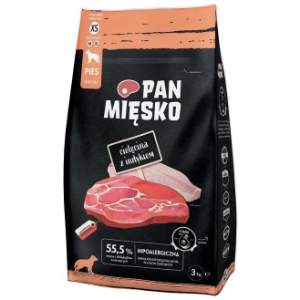 Pan Mięsko Cielęcina z indykiem Extra Small Sucha Karma dla psa op. 3kg