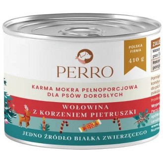 Perro Christmas Adult Wołowina z korzeniem pietruszki Mokra Karma dla psa op. 410g WYPRZEDAŻ