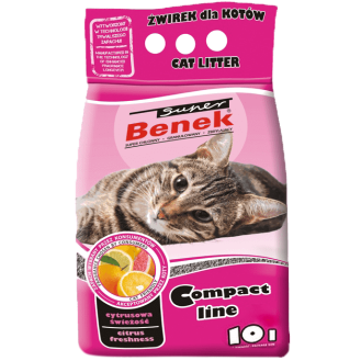 Super Benek Żwirek bentonitowy Compact Active Cytrusowa Świeżość dla kota poj. 10l WYPRZEDAŻ