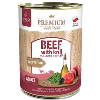Pokusa Premium Selection Countryside Adult Wołowina z krylem Mokra Karma dla psa op. 400g