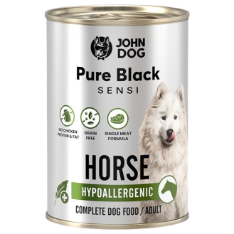 John Dog Pure Black Sensi Hypoallergenic Adult Konina Mokra Karma dla psa op. 400g