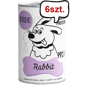 Paka Zwierzaka Pepe Królik Mokra karma dla psa op. 400g Pakiet 6szt. + Zabawka Kurczak GRATIS