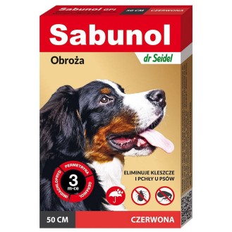 Sabunol Obroża na kleszcze i pchły dla psa kolor czerwony dł. 50cm