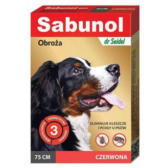 Sabunol Obroża na kleszcze i pchły dla psa kolor czerwony dł. 75cm