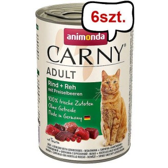 Animonda Carny Adult Wołowina i Sarnina z borówką Mokra Karma dla kota op. 400g Pakiet 6szt.