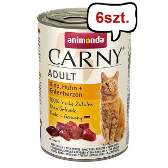 Animonda Carny Adult Wołowina i Kurczak z Kaczymi sercami Mokra Karma dla kota op. 400g Pakiet 6szt.