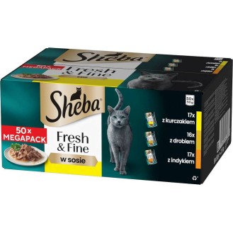 Sheba Fresh&Fine Adult Drobiowe smaki w sosie Mokra karma dla kota op. 50x50g