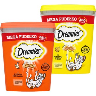 Dreamies Przysmak Mega Pudełko Pyszny Kurczak i ser dla kota op. 350g Pakiet 2szt. [Data ważności: 21.06.2026]