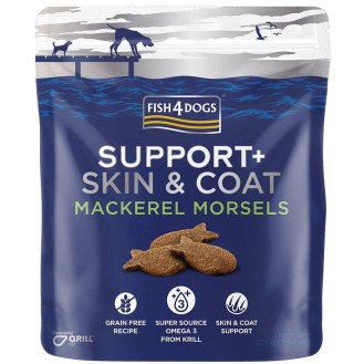 Fish4Dogs Przysmak Support+Skin&Coat Mackerel Morsels Sierść i skóra dla psa op. 225g WYPRZEDAŻ
