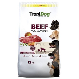 TropiDog Premium Adult Medium/Large Beef Sucha Karma dla psa op. 12kg