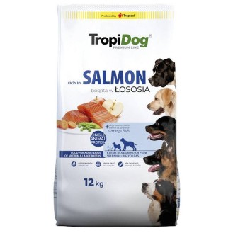 TropiDog Premium Adult Medium/Large Salmon Sucha Karma dla psa op. 12kg