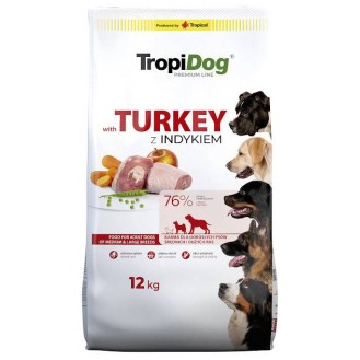 TropiDog Premium Adult Medium/Large Turkey Sucha Karma dla psa op. 12kg
