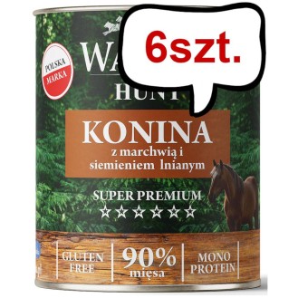 Wataha Hunt Adult Konina z marchewką i siemieniem lnianym Mokra Karma dla psa op. 800g Pakiet 6szt.