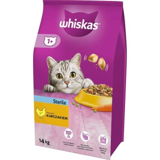 Whiskas Adult Sterile z Kurczakiem Sucha Karma dla kota op. 14kg