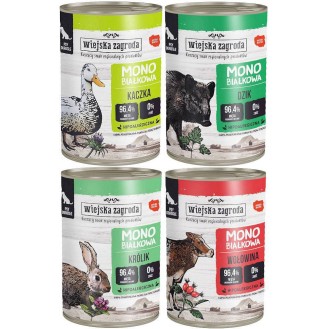 Wiejska Zagroda Pakiet degustacyjny Monobiałkowa Mokra Karma dla psa op. 8x400g
