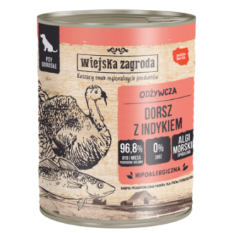 Wiejska Zagroda Dorsz z indykiem Mokra Karma dla psa op. 800g WYPRZEDAŻ