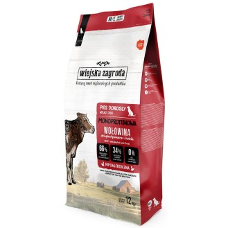 Wiejska Zagroda Adult Medium&Large Monoproteinowa Wołowina Sucha Karma dla psa op. 12kg