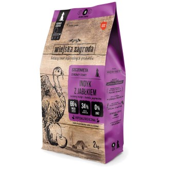 Wiejska Zagroda Puppy Medium Indyk z jabłkiem Sucha Karma dla szczeniaka op. 2kg