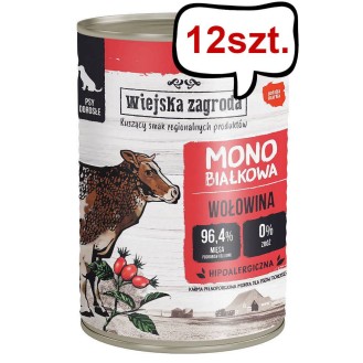 Wiejska Zagroda Monobiałkowa Wołowina Mokra Karma dla psa op. 400g Pakiet 12szt.
