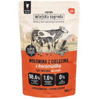 Wiejska Zagroda Wołowina z cielęciną i kocimiętką Mokra Karma dla kota op. 100g