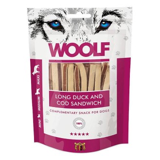 Woolf Przysmak Long Duck and Cod Sandwich dla psa op. 100g