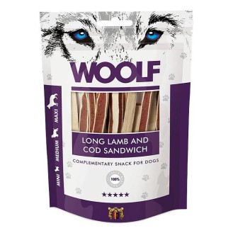 Woolf Przysmak Long Lamb and Cod Sandwich dla psa op. 100g