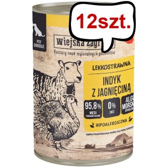 Wiejska Zagroda Indyk z jagnięciną Mokra Karma dla psa op. 400g Pakiet 12szt.